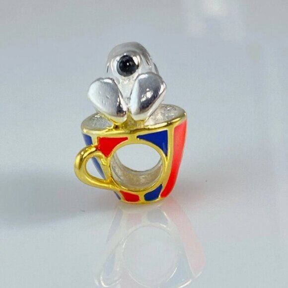 Sterling Silver Peanuts Snoopy Cup Charm - Picture 3 of 5